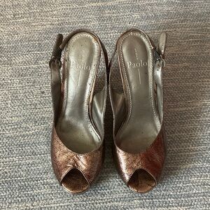 Paolo Metallic Bronze Slingback Heels
